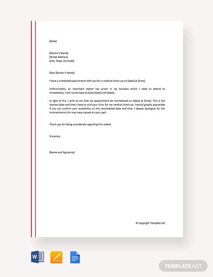 reschedule appointment letter templates  samples examples