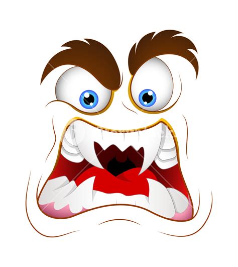 Aggressive Monster Cartoon Face Expression Vector Illustration Royalty