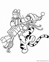 Christmas Coloring Tigger Pages Disney Piglet Disneyclips Winnie Pooh Shopping sketch template