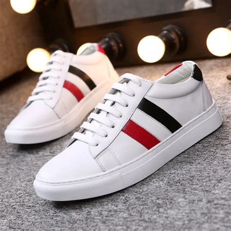 white shoes  men genuine leather sneakers large size lace  casual shoes stylish solid