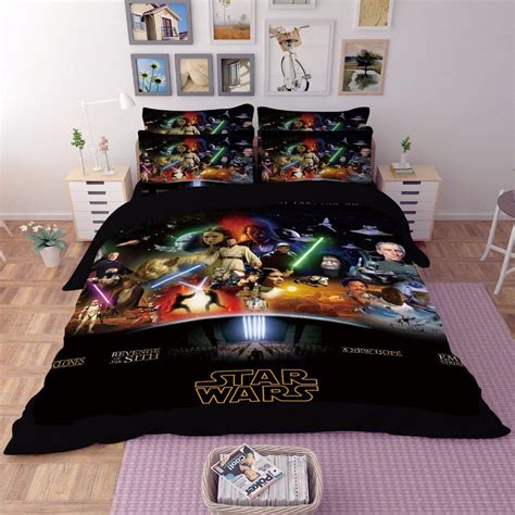 4pcs queen size star wars 04 bedding set duvet cover flat sheet 4 pcs