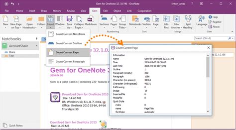 word count  onenote office onenote gem add ins