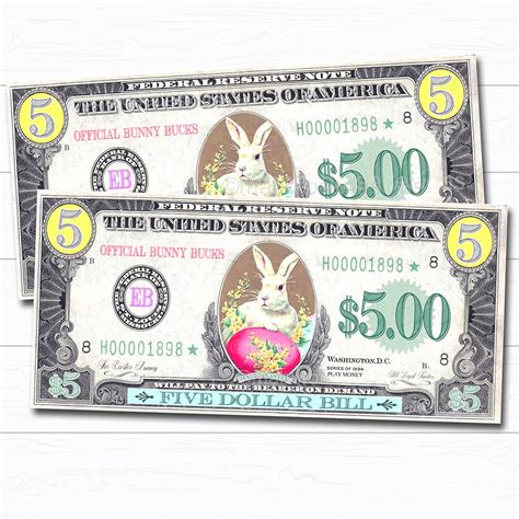 printable easter bunny money play bunny bucks easter bunny dollar