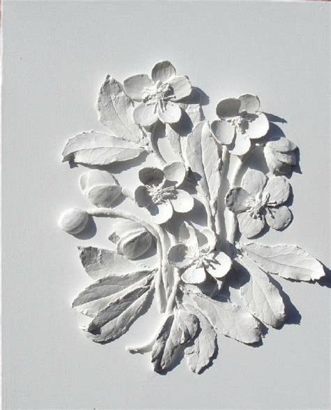 Delicate Plaster Casting Over Real Flowers Plaster