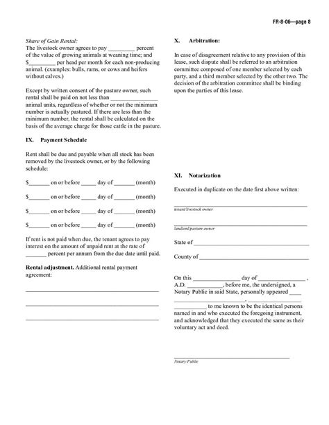 sample pasture lease agreement printable lease agreement