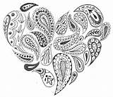 Coloring Aesthetic Pages Heart Paisley Printable Print sketch template