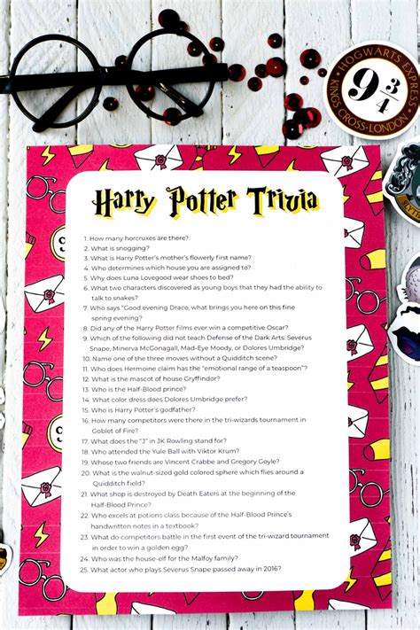 test  harry potter knowledge   printable trivia questions