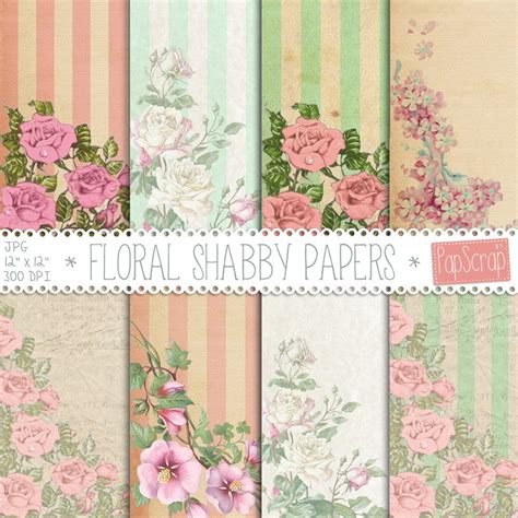 shabby chic digital paper floral shabby papers etsy