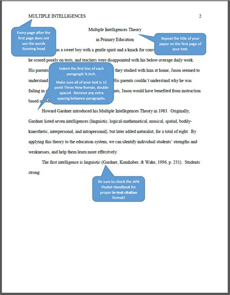 title page format paragraphs