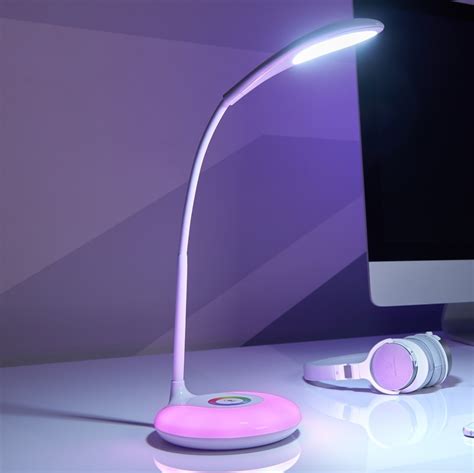 auraglow flexi neck rechargeable led desk lamp colour change base usb charger  ebay