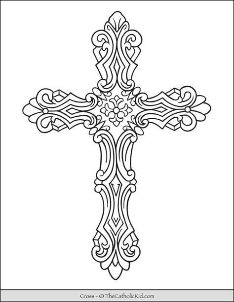 cross coloring page ornate thecatholickidcom cross coloring page