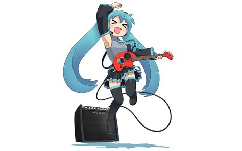 guitar hatsune miku instrument nagian parody vocaloid white anime