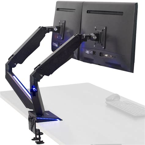 dual blue led pneumatic monitor arm vivo desk solutions screen mounting
