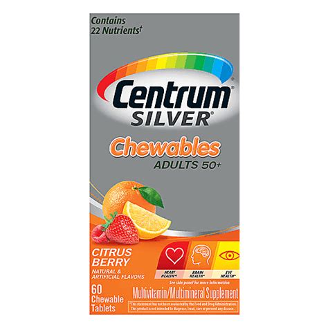 centrum silver adults  chewables tablets citrus berry multivitaminmultimineral  ea