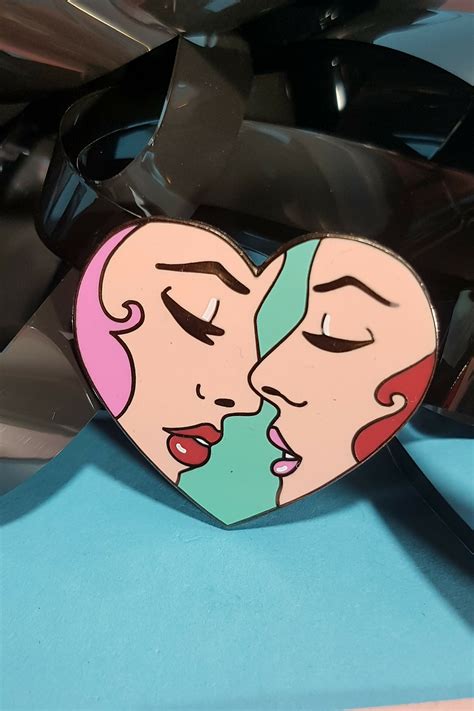 Sshhh Lesbian Kiss Enamel Pin Brooch By Power And Stiletto