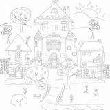 Coloring Pages Paper Houses Adult sketch template