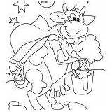 Milking Cow Coloring Pages Farmer Cartoon Indian sketch template