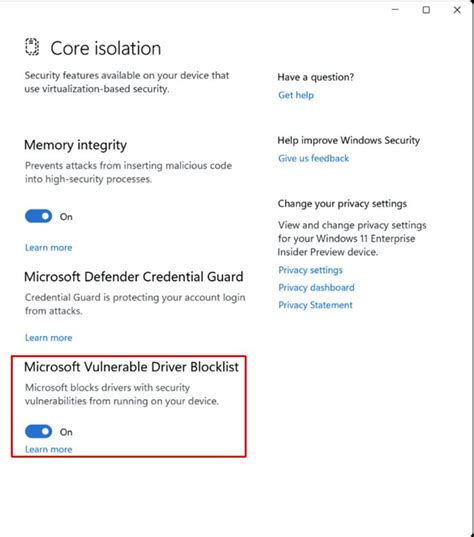 windows security  driver block rules