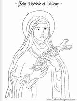 Coloring Therese Lisieux Catholic Saint St Pages Saints Colouring Kids Color Playground Jesus October Sainte Santa Teresa Catholicplayground Para Lady sketch template