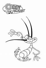 Oggy Cockroaches Coloring Pages Kids Funny Justcolor sketch template