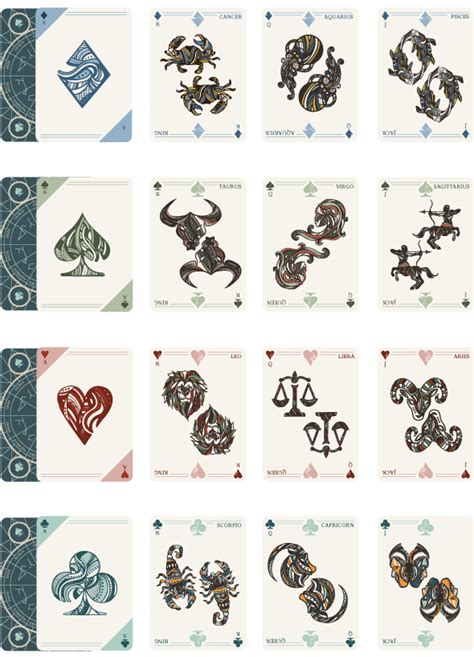 zodiac playing cards behance