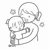 Coloring Daugther Huging Mom Pages 為孩子的色頁 sketch template