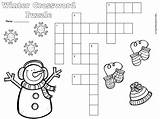 Crossword Winter Puzzles Puzzle Printable Worksheets Fun Kids Activities Snow Holiday January Students Primary Answer Activity Grade Key Theme Penguins sketch template