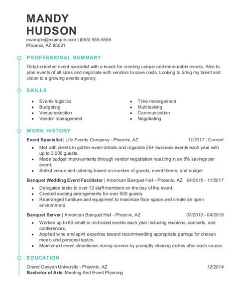 great event planning resume examples