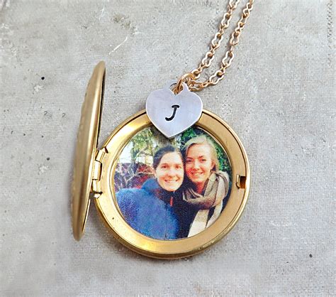 photo locket necklace personalized locket jewelry initial etsy