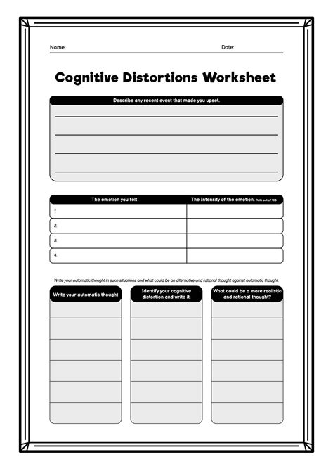 cognitive therapy worksheets worksheetocom