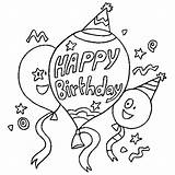 Birthday Coloring Happy Pages Balloons Color Balloon Kids Printable Party Book Para Dibujos Parties Colouring Dad Card Imprimir Pintar Drawing sketch template