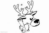 Reindeer Head Coloring Pages Printable Adults Kids sketch template