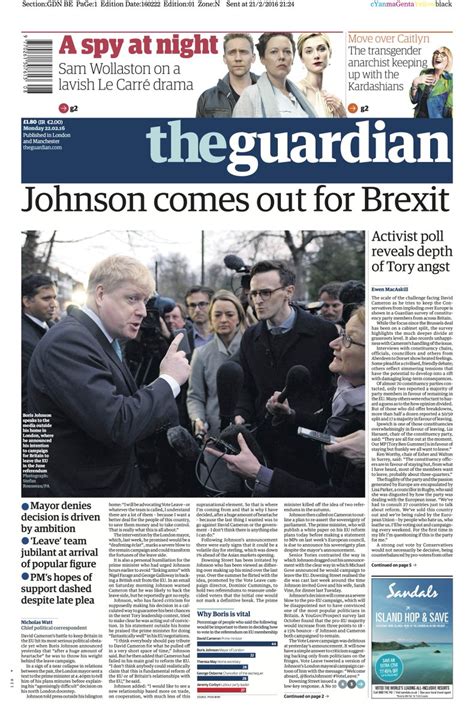 monday guardian front page monday  february  johnson