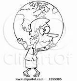 Businesswoman Burden Carrying Earth Illustration Clipart Royalty Toonaday Vector sketch template