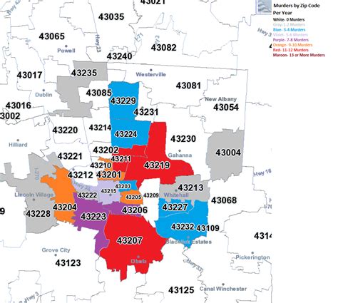 columbus ohio zip code map  place    columbus zip