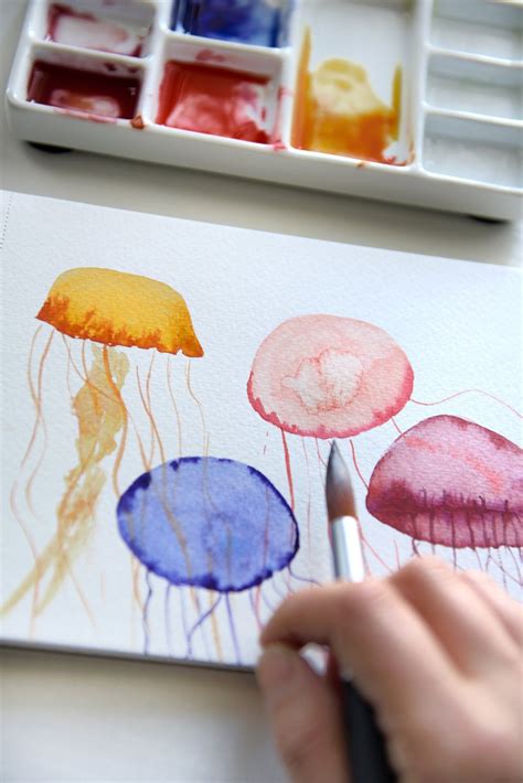pin  jessica stanton  jellyfish   watercolor art lessons