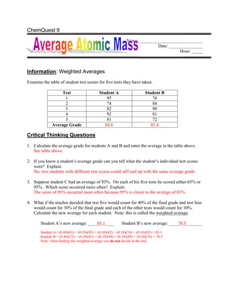 information average atomic mass