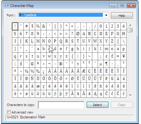character map   gratis