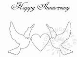 Doves Coloringpage Doodle Happyanniversary sketch template