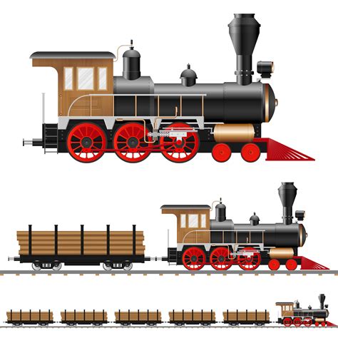 Ancient Steam Locomotive And Wagons 1266216 Vector Art At Vecteezy