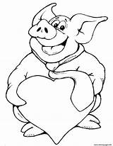 Pig Coloring Pages Heart Valentine Printable St Valentines sketch template