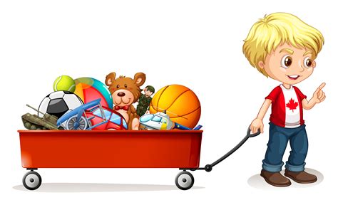 boy pulling cart full  toys  vector art  vecteezy