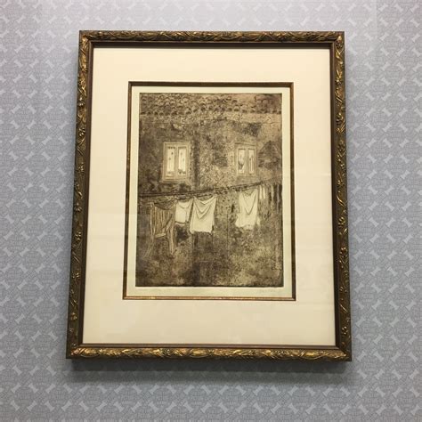venice alley highly textural etching  buchal custom framed
