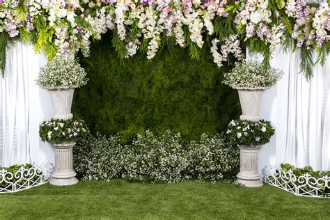 Wedding Backdrops Wedding Floral With Green Grass Wall