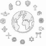Interfaith Symbols sketch template