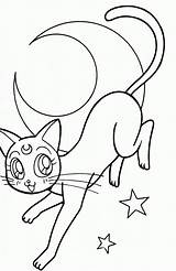 Sailor Moon Luna Coloring Pages Cat Colouring Cats Drawings Printable Popular Google Fi sketch template