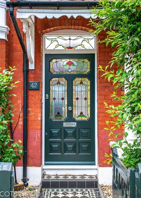 Ornate Edwardian Front Door With Stained Glass Cotswood Doors