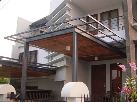 model kanopi kayu minimalis eksterior rumah