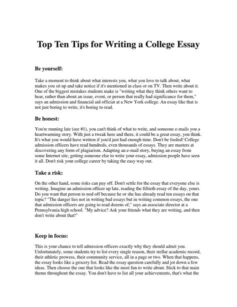 top ten tips  writing  college essay  richardstaple issuu
