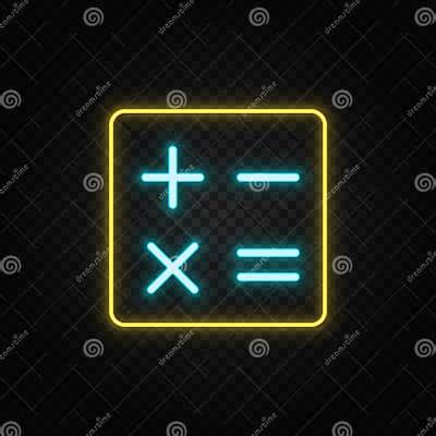 calc calculator wiskunde neonpictogram blauw en geel neonvectorpictogram stock illustratie